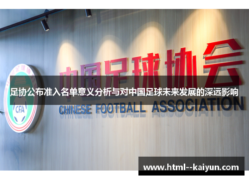 足协公布准入名单意义分析与对中国足球未来发展的深远影响
